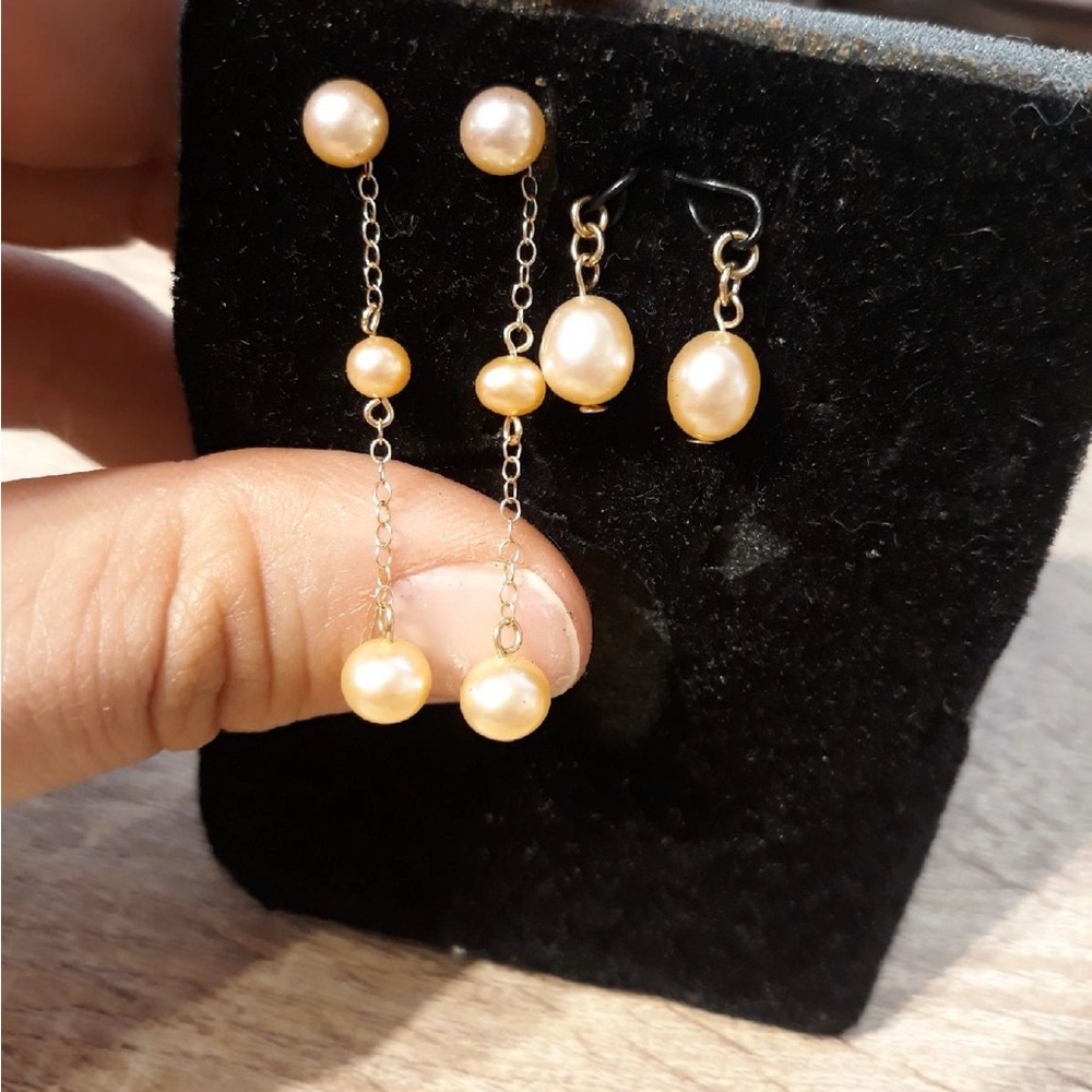 Pearl and 14k earrings with extensions